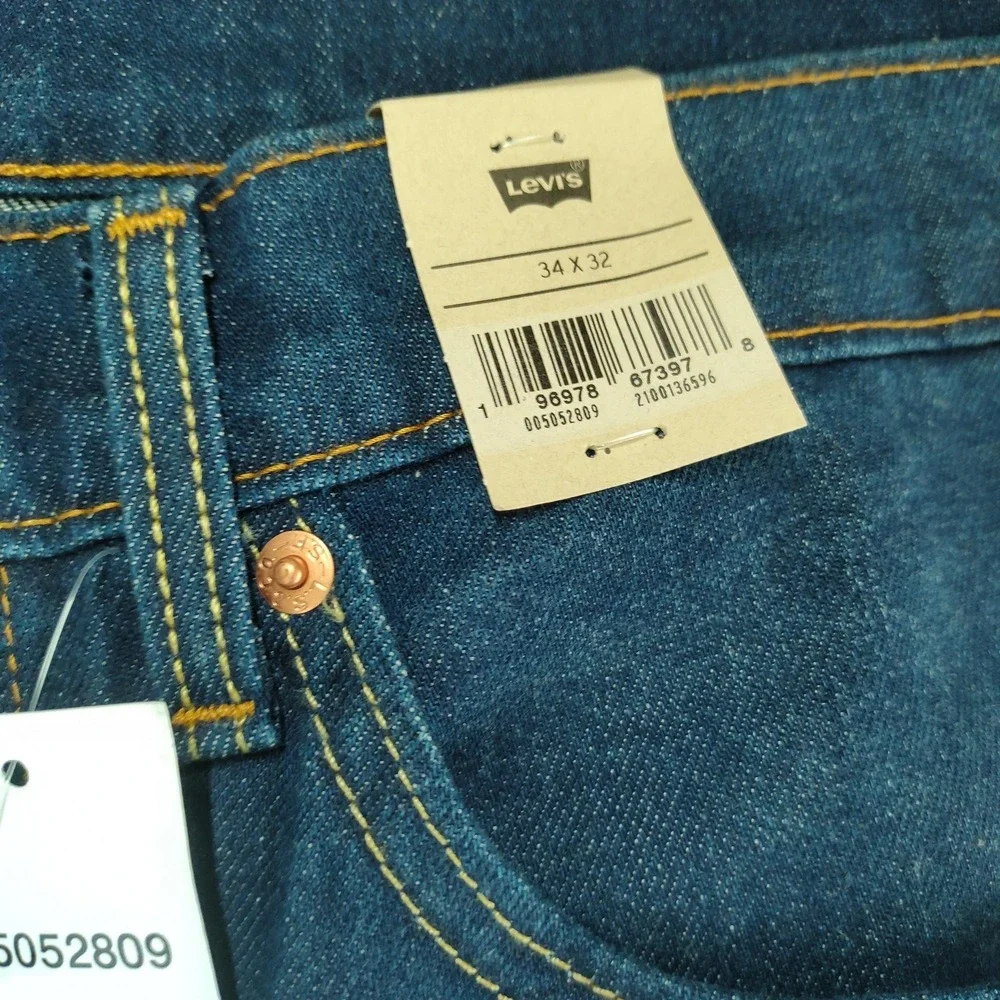 Levi's 505 Jeans Mens 34x32 Blue Medium Wash Straight Leg Zip Fly Stretch New